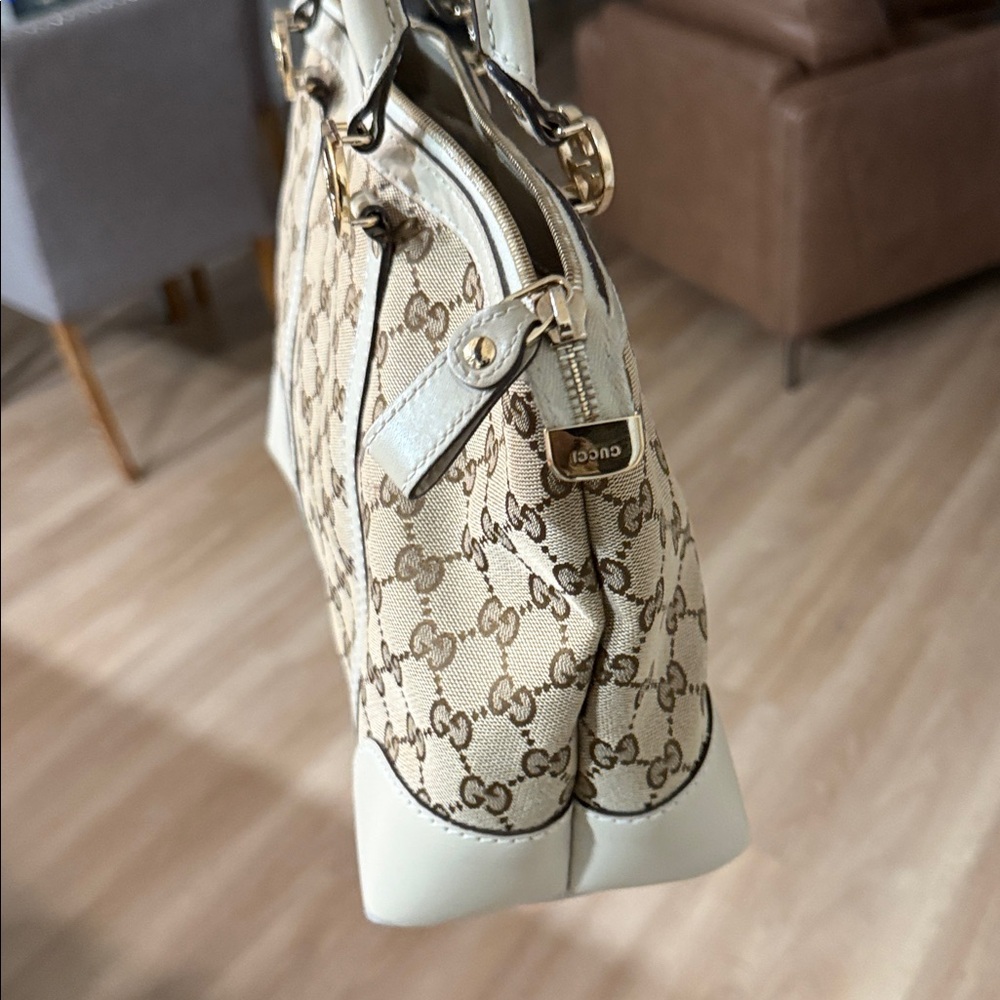 💕GUCCI Logo GG Running Shoulder Tote Bag Canvas Leather Beige GHW - Picture 11 of 16